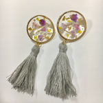 ドライフラワー×タッセルのピアス
