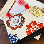 花刺繍風×デニム。　おしゃれな女の子の為の移動ポケット