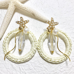 ヒトデパール＆クリア×ゴールド×パールの大ぶりフープピアス 