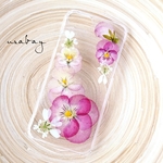 ~ピンクのビオラ🥀 白いお花＊iPhoneケース(薄型クリアハードケース）★iPhone7ケース、iPhone8ケース兼用