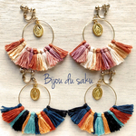 マルチカラータッセルフープピアス/イヤリング