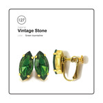 [Vintage Stone] Green tourmaline earrings [15×7mm]