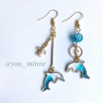 イルカさんグラデーションピアス/ノンホールピアス