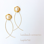 sale♡お花パールとデザインスティックのイヤリング❁.*･ﾟ