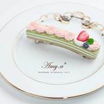 【受注製作】抹茶ストロベリーケーキバレッタ　Lサイズ