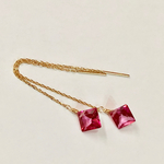 K18. 宝石質   プリンセスカット  ピンクトパーズ  アメリカン ピアス