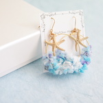 ヒトデとキラキラ海の泡　毛糸　の　イヤリング or　ピアス