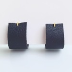 【再販×6】ブラックレザーフープイヤークリップ・フェイクピアス・イヤリング・イヤーカフ〈直径約13㎜〉(両耳用)   管理No.1176