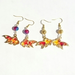 和風ピアス(イヤリング) 金魚×琉球ガラス