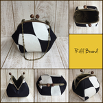 ころりん 2way bag モノトーン ビンテージ生地 がま口 バッグ ポーチ