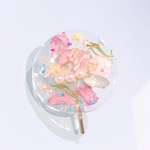 コットンピンクの花びらクリアポニーフック 
