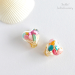 再*海のカラフルハートガラスドームイヤリング/ピアス
