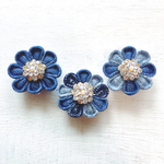 再販✨新作👑🌹Fancy amiga  denimイヤリング🌹👑 Swarovski crystal ver. アイスブルー
