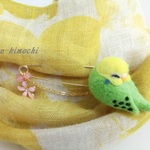 眠りインコ◆ストールピン羊毛フェルト◆ブローチピン◆セキセイインコ
