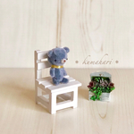 ＊kumahari＊ミニチュア テディベア 約4.8cm【ブルーグレー】