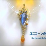 ラブラドライト&雫ペンダント（ワイヤーアートジュエリー☆ワイヤーアクセサリー☆ワイヤーラッピング天然石ネックレス）