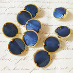■深海ブルー■18mm■10個入■ ヴィンテージボタン (カットデザイン) [1456-18] ヘアゴムに!! 