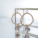 14KGF/ LABRADORITE MORGANITE GLASS RING EARRINGS