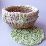 クローバー麻のミニ小物入れとコースターセット♪