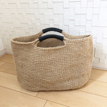 《受注製作》取っ手が革の麻紐バッグ 大