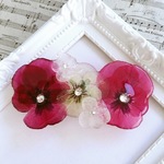 ビオラの押し花バレッタ