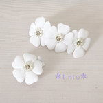 おそろい＊snow jewel＊ビジューとパールのお花♡バレッタ＆ヘアクリップ  ＊親子お揃いコーデ