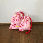 リボンの巾着 2枚組 ピンク