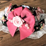 犬・猫　約27～29　cocoちゃんリボンチョーカー　黒・薔薇・姫・プリンセス