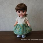 再販♡　ソランちゃん服　メルちゃん服　リバティ風花柄切り替えワンピース　ホワイト×小花柄