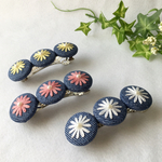マーガレット🌸刺繍バレッタ(デニム)