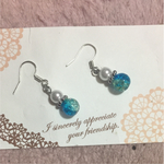 再1クラック硝子とパールのピアス
