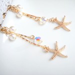marine accessory～海の泡.。o○【イヤリング】夏　ヒトデ  スワロフスキー 　揺れる　パール  浴衣