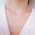 淡水パールネックレス🍀K16GPリーフネックレス🍀シンプルネックレス