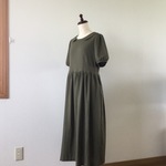 スラブWガーゼのワンピース☆カーキ(M)