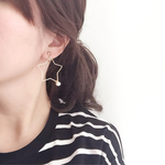 スターフープとコットンパールピアス/イヤリング〔6mmパール〕