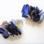 浴衣髪飾り ブルー紫陽花のヘアコーム2個セット