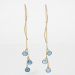 #531★K10★ロンドンブルートパーズのウエーブチェーンピアス