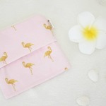 Flamingo Pink×gold●ポケットティッシュポーチ 【送料無料】