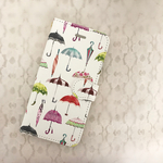 レトロな傘の手帳型スマホケースB