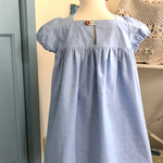 ダンガリー刺繍 パフスリーブワンピース　１１０