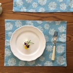 おうちご飯♩ランチョンマット♩ブルー×花束