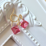 ✳︎14kgf ✳︎ピンクトパーズのダイヤピアス