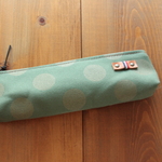H1428　帆布のころんペンケース　S20　水玉グリーン