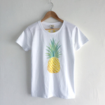 【オーダー】レディースサイズ　パイナップル柄Tシャツ　手描きで描いたパイナップルのTシャツ