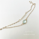 ガラスとパールのブレスレット【blue】