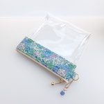 スケルトンポーチ　LIBERTY　リバティ　Claire-Aude　クレア・オード　ブルー　ビニコのクリアマチ付ポーチ