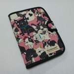 ３６４．フレブル&ボステリ柄のお薬手帳＆診察券入れ　ピンク　通帳ケース　再販１１