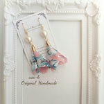 お花柄タッセル×コットンパールピアス/イヤリング