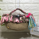 【Hana's shop❤】麻紐で丸底作りモコ。タイダイストロベリーブランン
