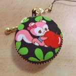 リス＆バンビ・レトロ風/マカロンコインケース4cm(マカロンポーチ)ストラップ付